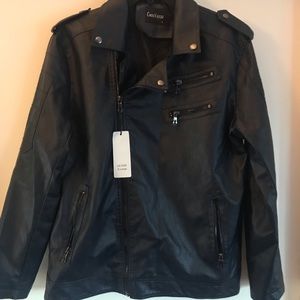 NWT Men’s faux leather motorcycle jacket
